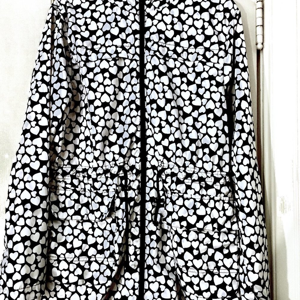 Brave Soul Ray Rain Mac in Heart Print Rain Jacket